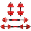 ZERRO Dumbbell with Barbell Bar 2 x 10 kg, 2 x 15 kg, 2 x 20 kg Red