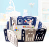 Playpen pieghevole per bambini blu e bianco