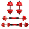 ZERRO Dumbbell with Barbell Bar 2 x 10 kg, 2 x 15 kg, 2 x 20 kg Red