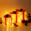 LED Christmas Light Up Sparkle Gift Boxes with Polyester Threads