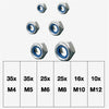 Hexagon Nut Assortment Self Locking M4 M5 M6 M8 M10 M12 146 pcs