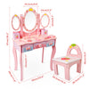 Dressing Table for Kids with Stool & Mirror Pink