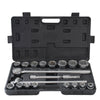 Socket Set, 3/4 Inches hexagon 19-50mm with 2 Extension Bars with Storage Case 21pcs